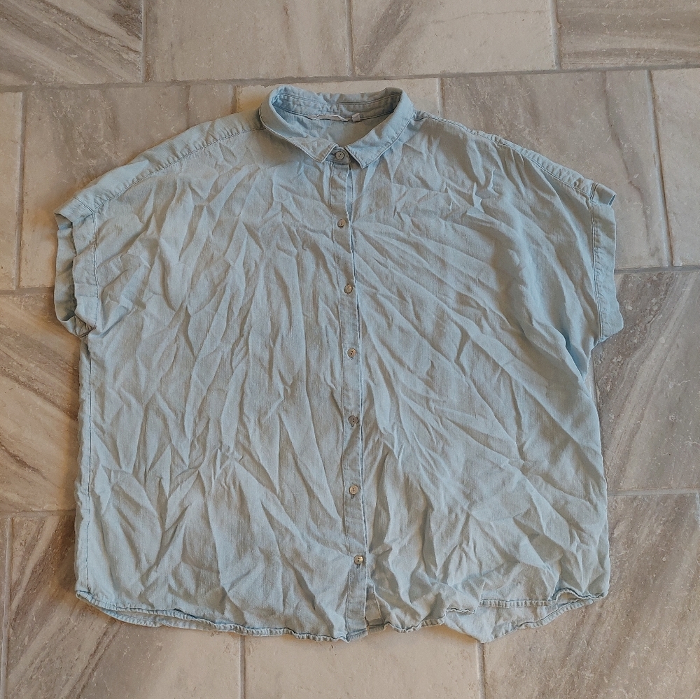 Soft Surroundings Light Blue Casual Button Down Shirt 3X